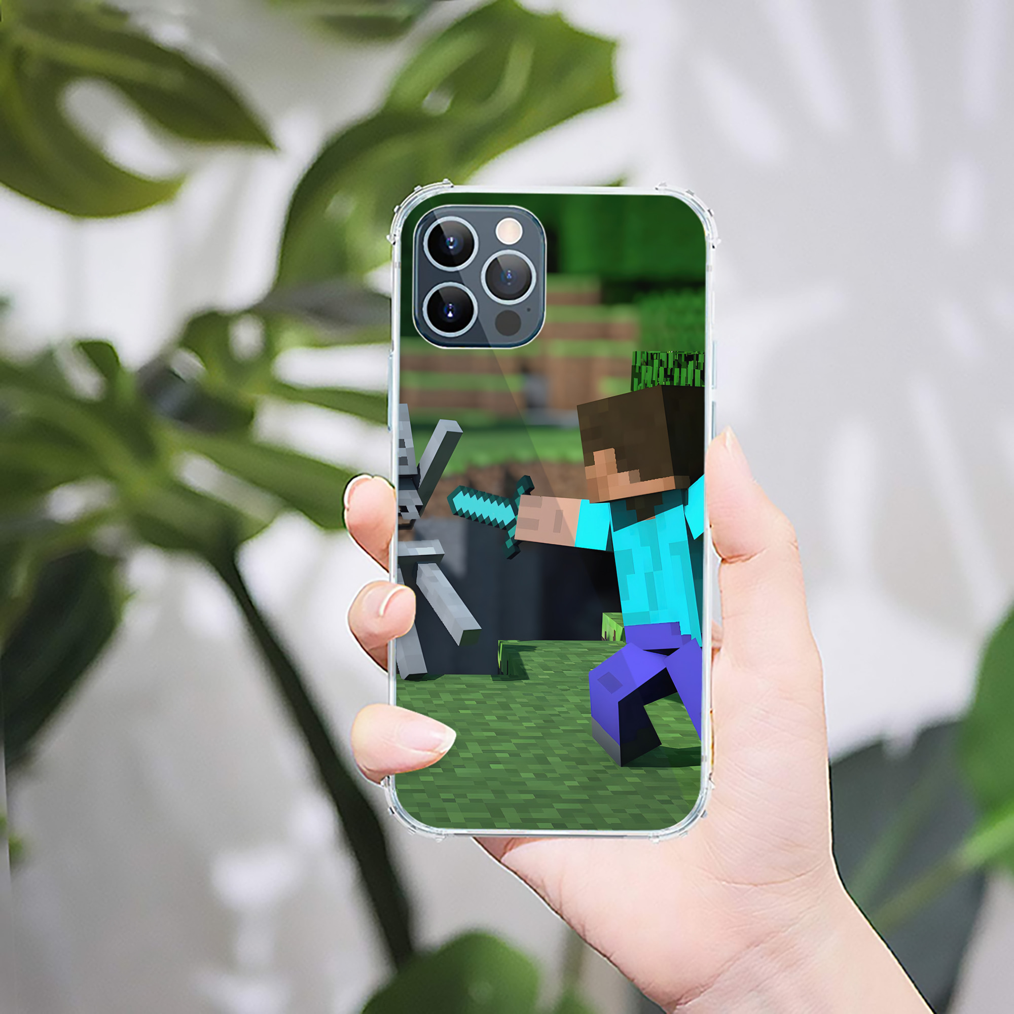 （画像用） マインクラフト ブロックの世界 Minecraft MC Block world 【iPhone 12シリーズ対応】透明スマホケース（クリアソフトケース）